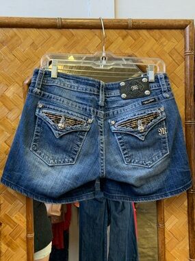 Miss Me Embroidered Denim Shorts - Blue